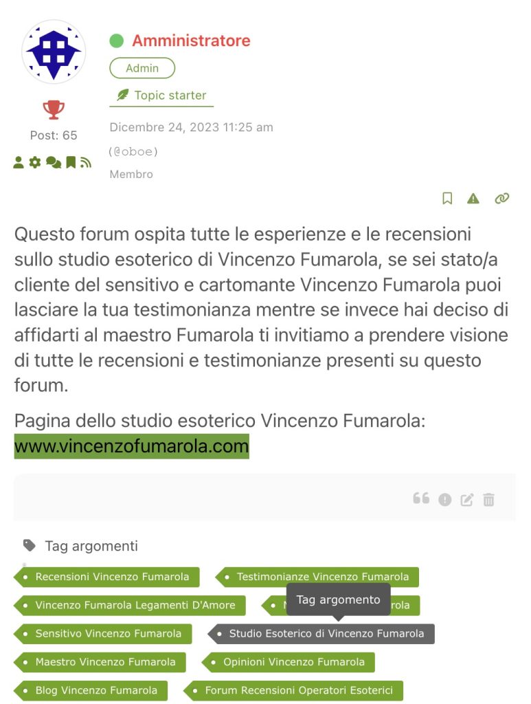 VINCENZO FUMAROLA FORUM RECENSIONI