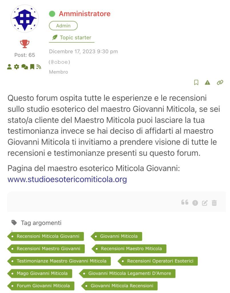 Maestro Giovanni Miticola Recensioni e Testimonianze