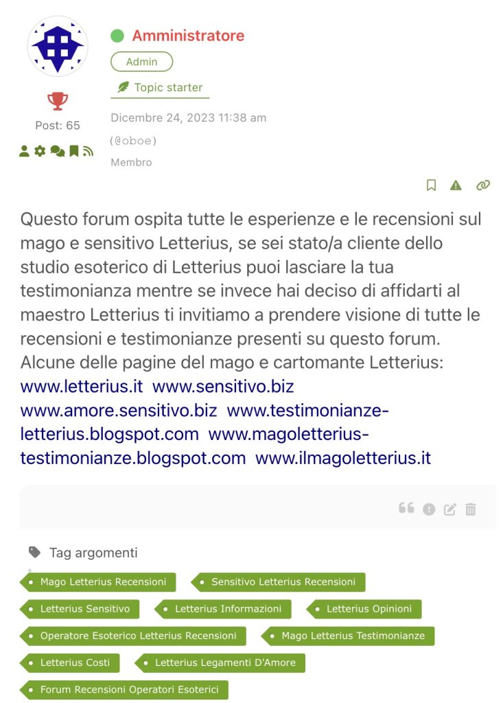 Letterius legamenti d'amore prezzi