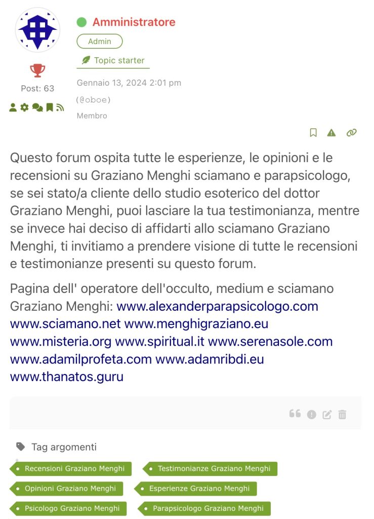 Recensioni Graziano Menghi