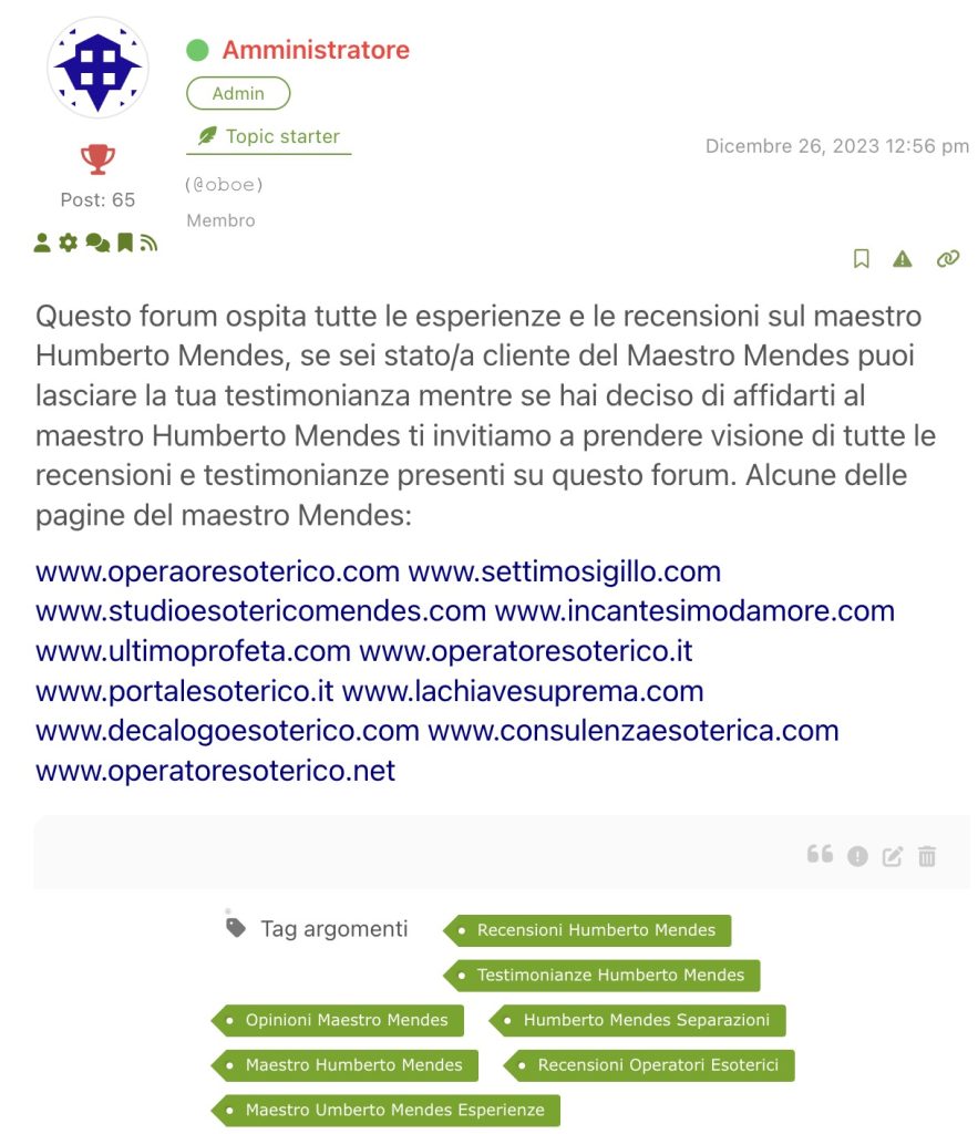 FORUM RECENSIONI HUMBERTO MENDES